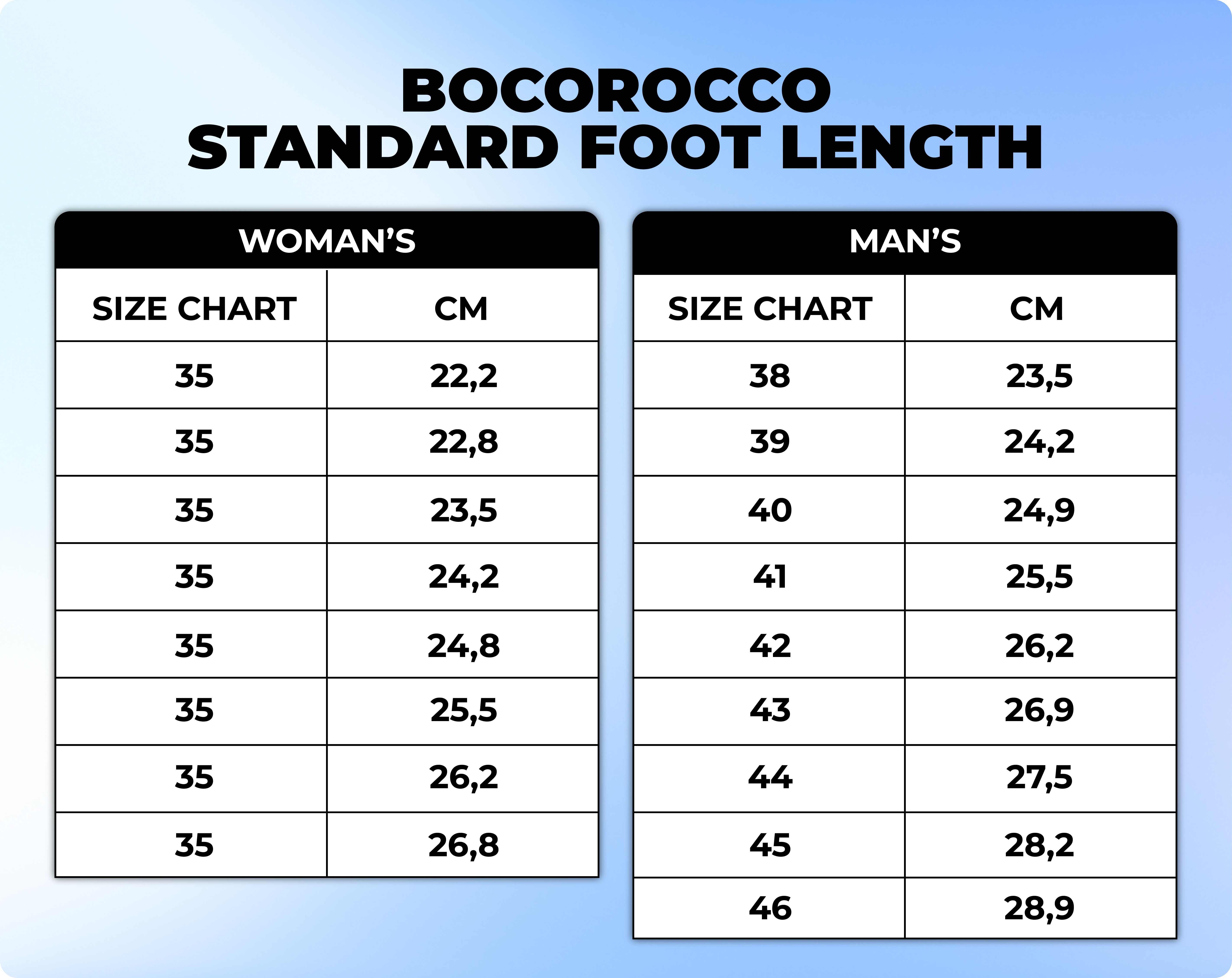 Size Chart BOCOROCCO